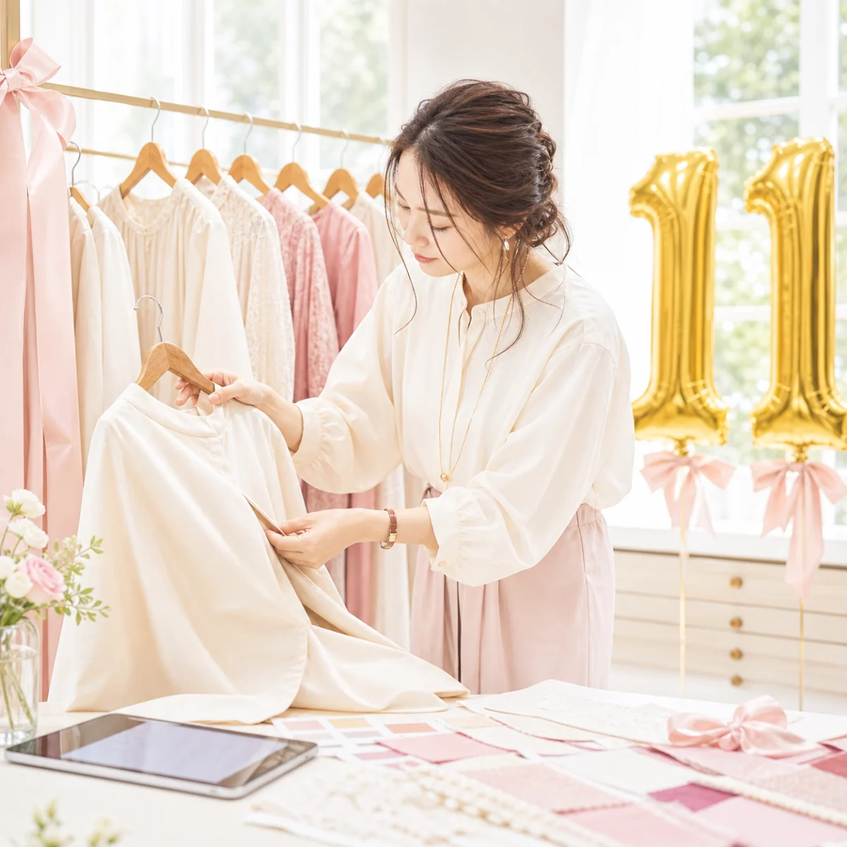 次に届けるお洋服を用意するスタイリスト