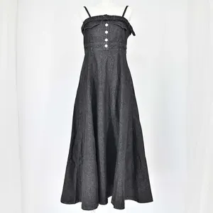 dazzlin バックオープンデニムキャミワンピース