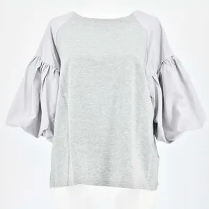 aura de attirer バルーンスリーブスリーブサテン切替プルオーバー
