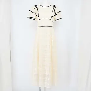 dazzlin シアーチェックパイピングワンピース