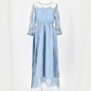 Lace Ladies 七分袖レースワンピースドレス