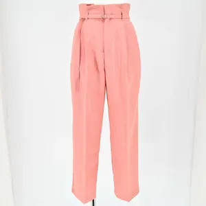Vis 美eesyリネンライクDカンベルト付きワイドパンツ