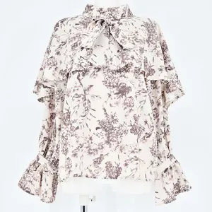 dazzlin グロッシーケープフリルタイブラウス