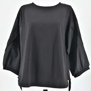 aura de attirer サテンスリーブ切替プルオーバー