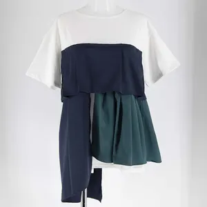 vingtrois カット×布帛2段ランダムタックTシャツ